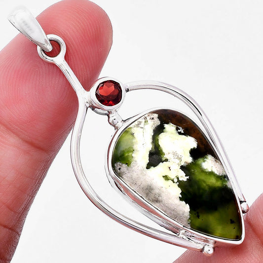 Natural Chrome Chalcedony & Garnet Pendant P-1250 SDP146641