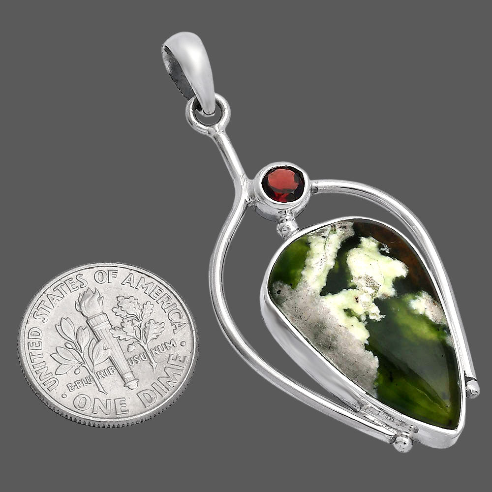 Natural Chrome Chalcedony & Garnet Pendant P-1250 SDP146641