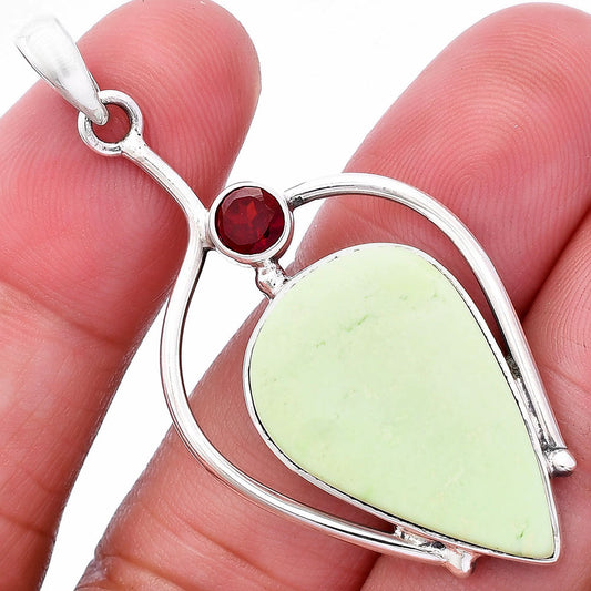Natural Lemon Chrysoprase & Garnet Pendant P-1250 SDP146644
