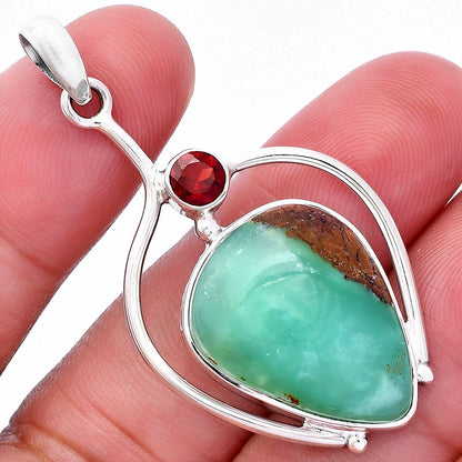 Natural Boulder Chrysoprase & Garnet Pendant P-1250 SDP146646