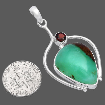 Natural Boulder Chrysoprase & Garnet Pendant P-1250 SDP146646