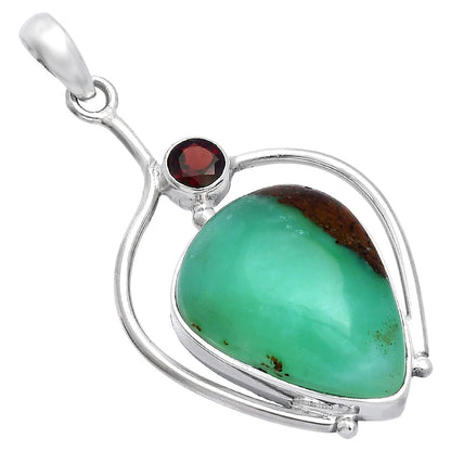 Natural Boulder Chrysoprase & Garnet Pendant P-1250 SDP146646