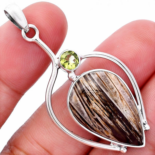 Natural Stick Agate & Peridot Pendant P-1250 SDP146648