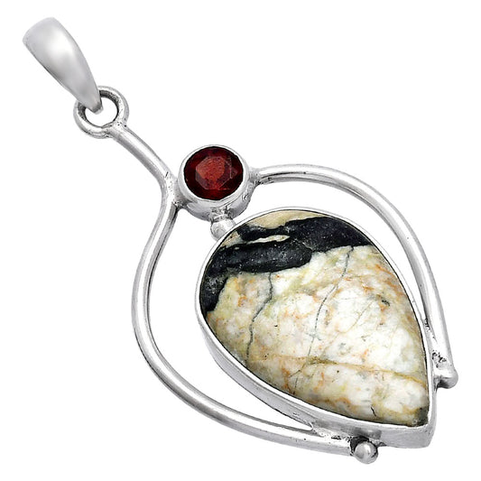 Authentic White Buffalo Turquoise Nevada & Garnet Pendant P-1250 SDP146656