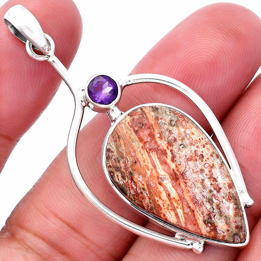 Leopard Skin Jasper & Amethyst Pendant P-1250 SDP146659