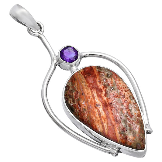 Leopard Skin Jasper & Amethyst Pendant P-1250 SDP146659