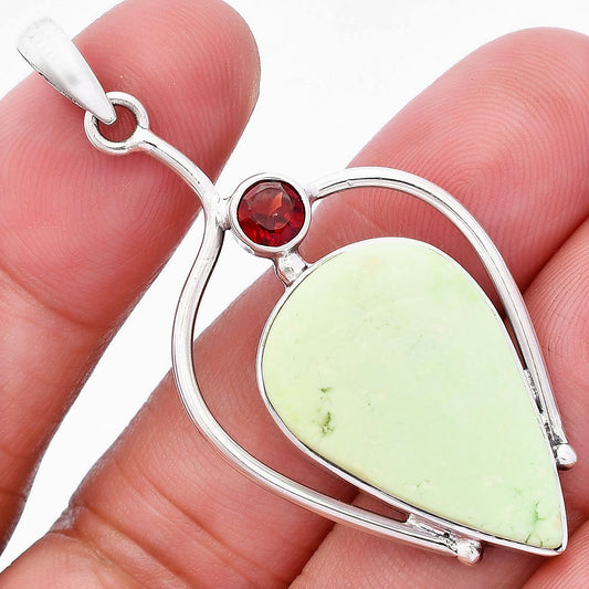 Natural Lemon Chrysoprase & Garnet Pendant P-1250 SDP146668