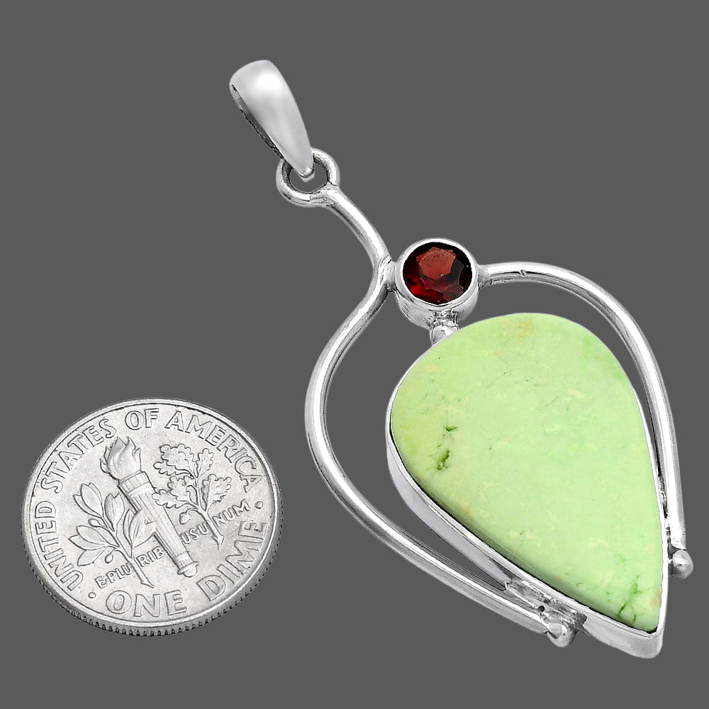 Natural Lemon Chrysoprase & Garnet Pendant P-1250 SDP146668