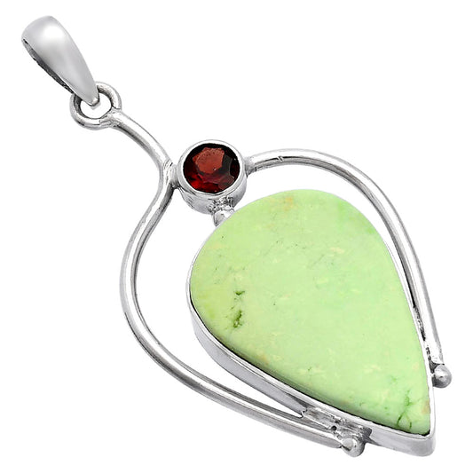 Natural Lemon Chrysoprase & Garnet Pendant P-1250 SDP146668