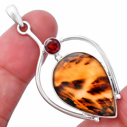 Natural Montana Agate - USA & Garnet Pendant P-1250 SDP146671