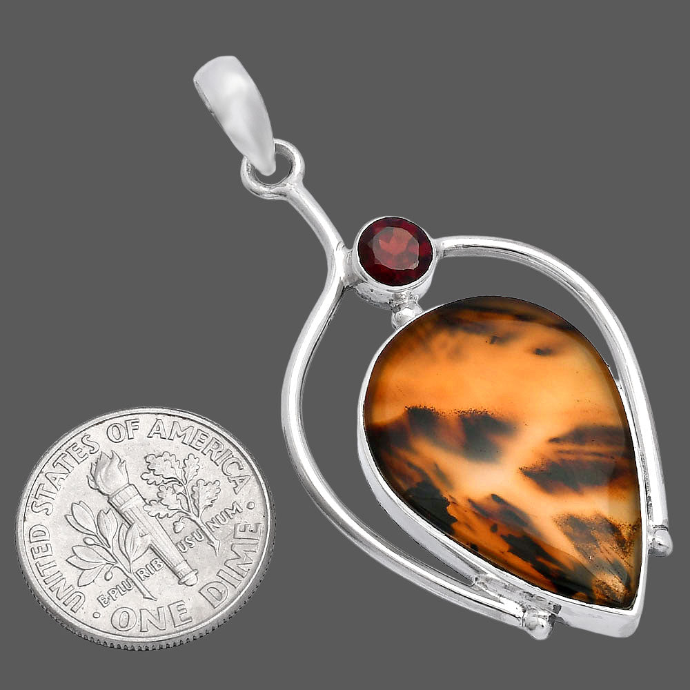 Natural Montana Agate - USA & Garnet Pendant P-1250 SDP146671