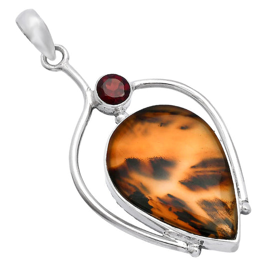 Natural Montana Agate - USA & Garnet Pendant P-1250 SDP146671