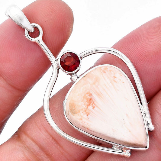 Orange Scolecite - India & Garnet Pendant P-1250 SDP146673