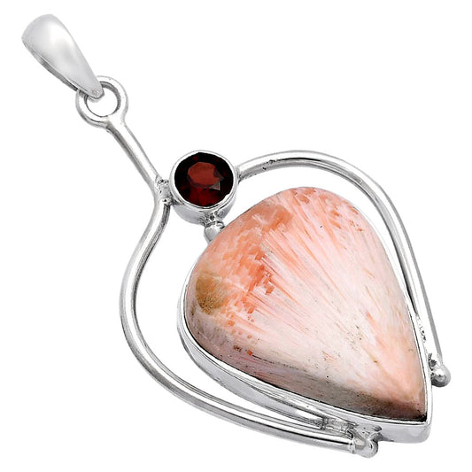 Orange Scolecite - India & Garnet Pendant P-1250 SDP146673