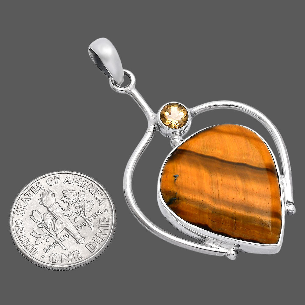 Natural Tiger Eye - Africa & Citrine Pendant P-1250 SDP146681