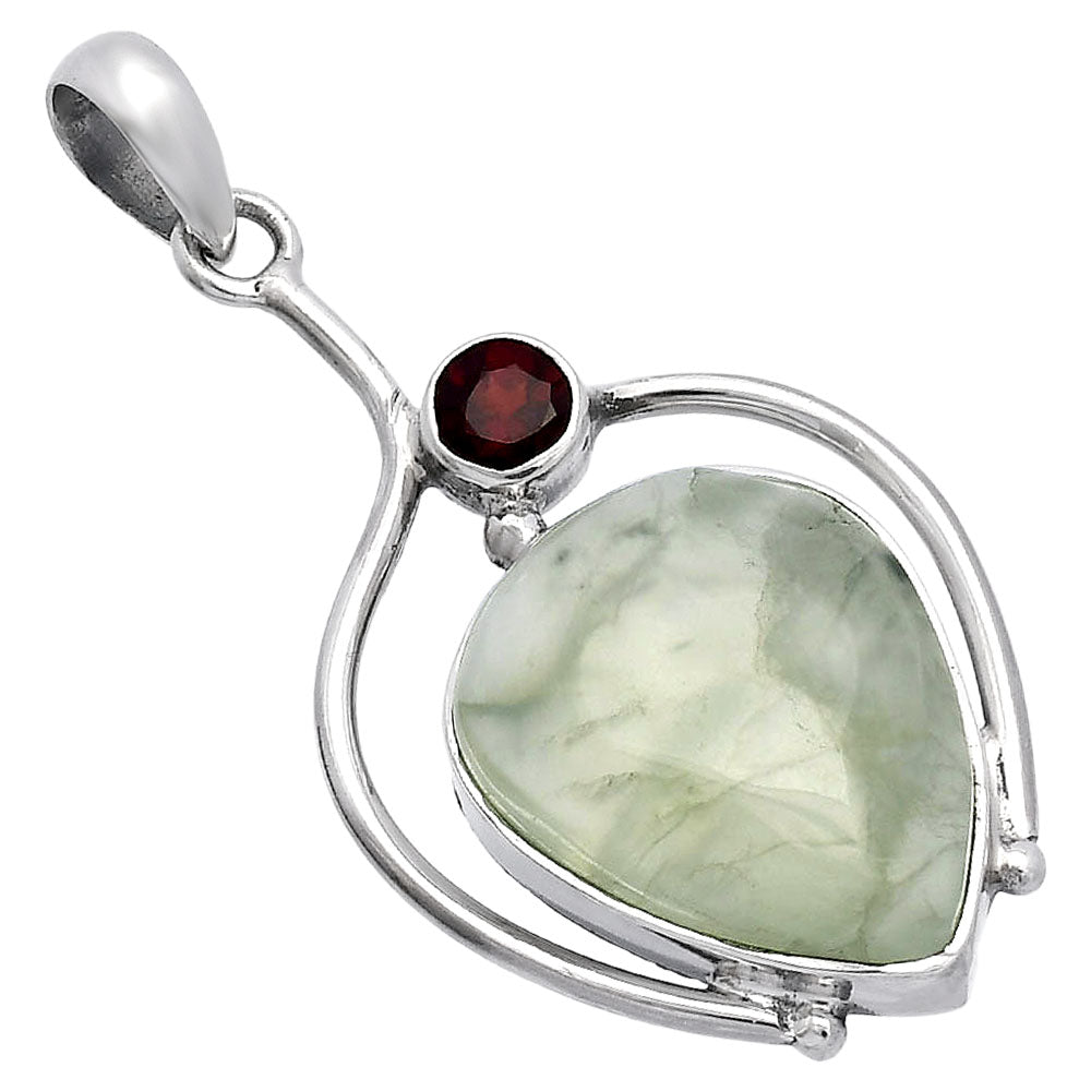 Natural Prehnite & Garnet Pendant P-1250 SDP146682