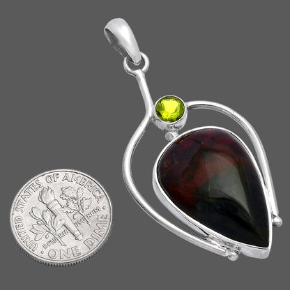 Natural Blood Stone - India & Peridot Pendant P-1250 SDP146685