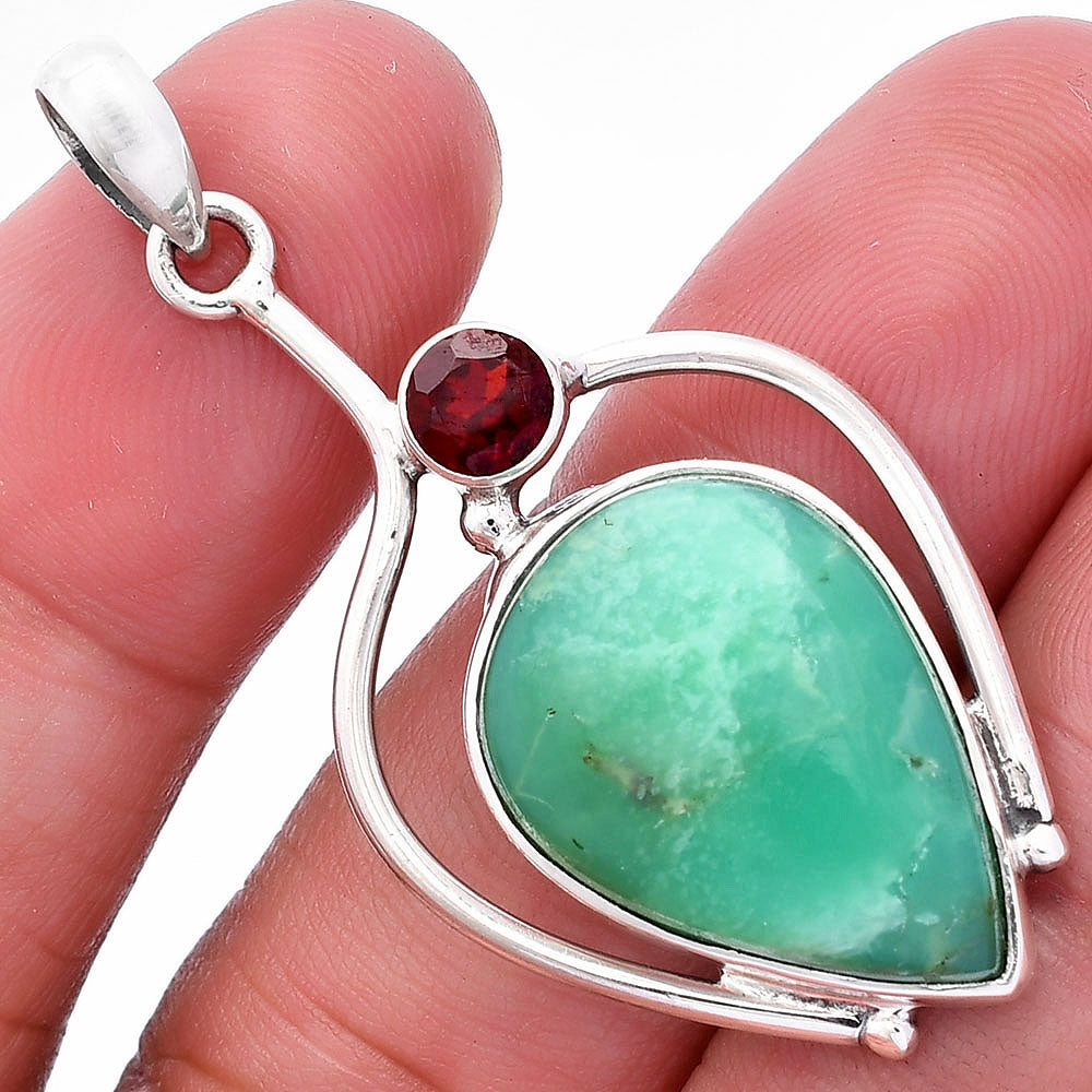 Chrysoprase - Australia & Garnet Pendant P-1250 SDP146688