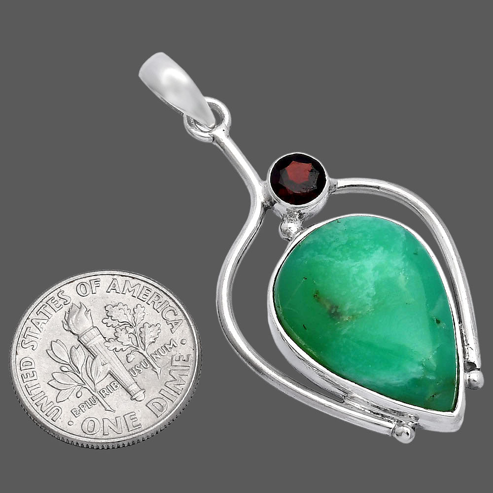 Chrysoprase - Australia & Garnet Pendant P-1250 SDP146688