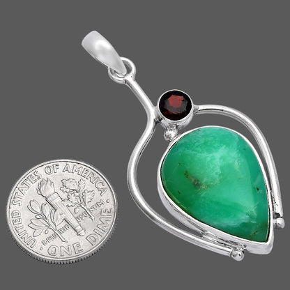Chrysoprase - Australia & Garnet Pendant P-1250 SDP146688