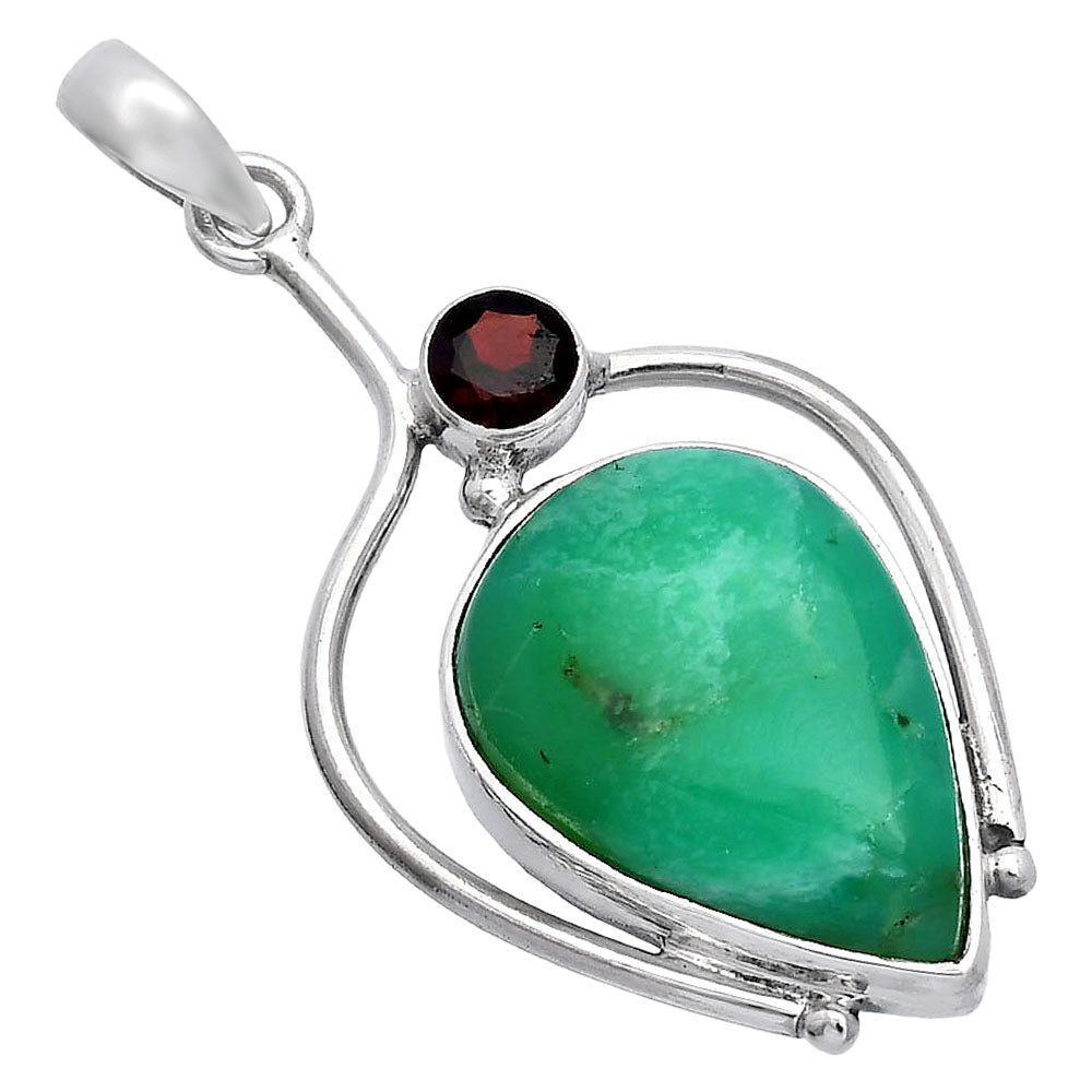 Chrysoprase - Australia & Garnet Pendant P-1250 SDP146688