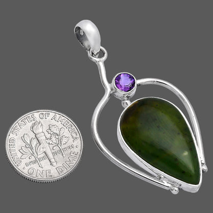 Natural Chrome Chalcedony & Amethyst Pendant P-1250 SDP146689