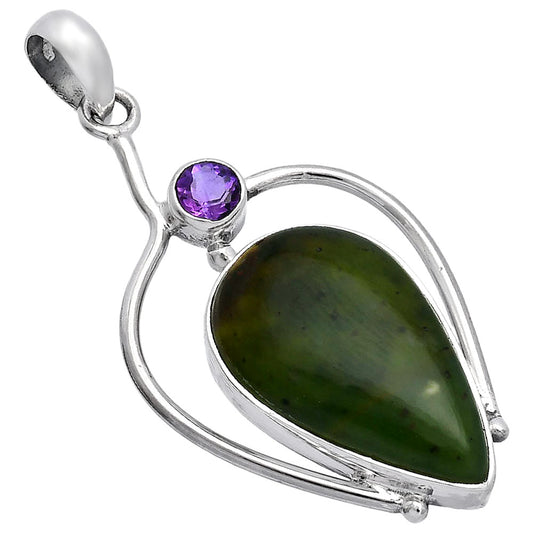 Natural Chrome Chalcedony & Amethyst Pendant P-1250 SDP146689
