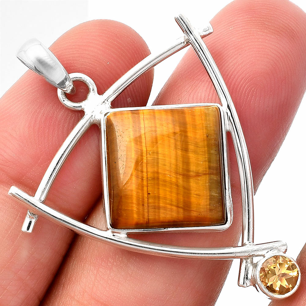 Natural Tiger Eye - Africa & Citrine Pendant P-1499 SDP146745