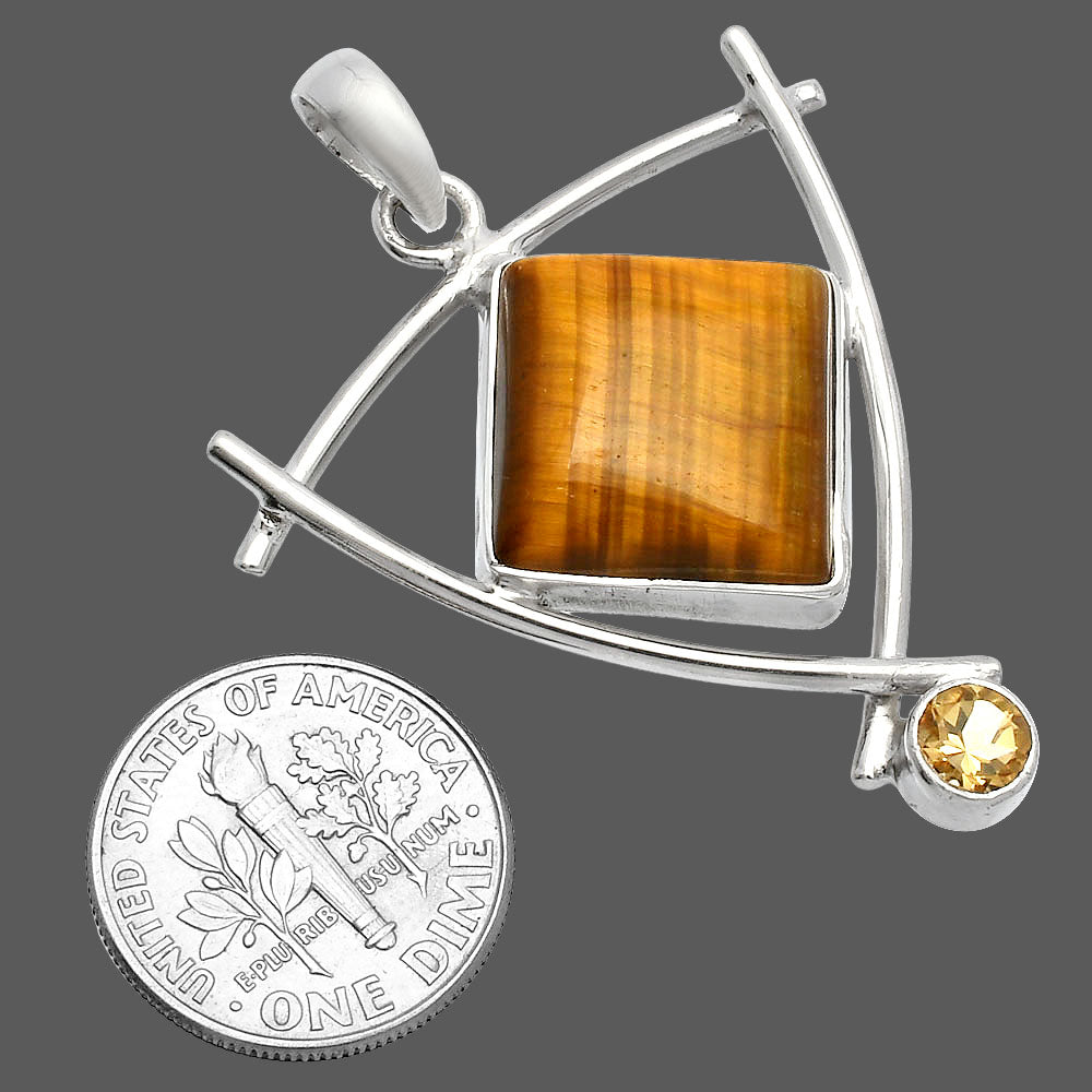 Natural Tiger Eye - Africa & Citrine Pendant P-1499 SDP146745