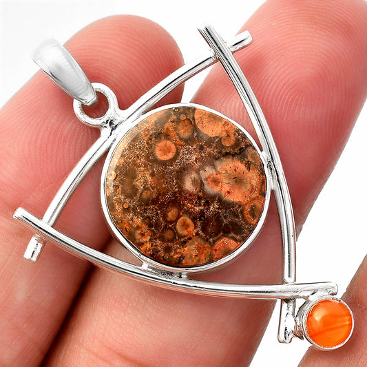 Natural Poppy Jasper & Carnelian Pendant P-1499 SDP146755