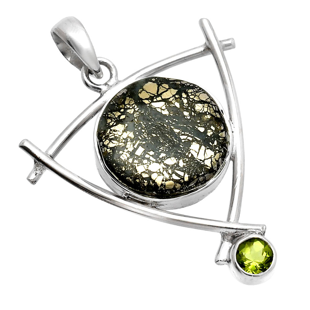 Nipomo Marcasite Agate & Peridot Pendant P-1499 SDP146756