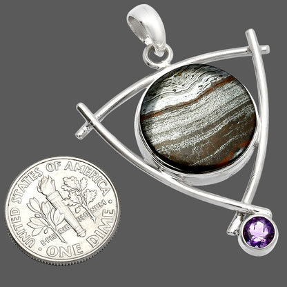 Natural Iron Tiger Eye & Amethyst Pendant P-1499 SDP146775