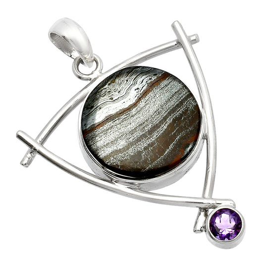 Natural Iron Tiger Eye & Amethyst Pendant P-1499 SDP146775