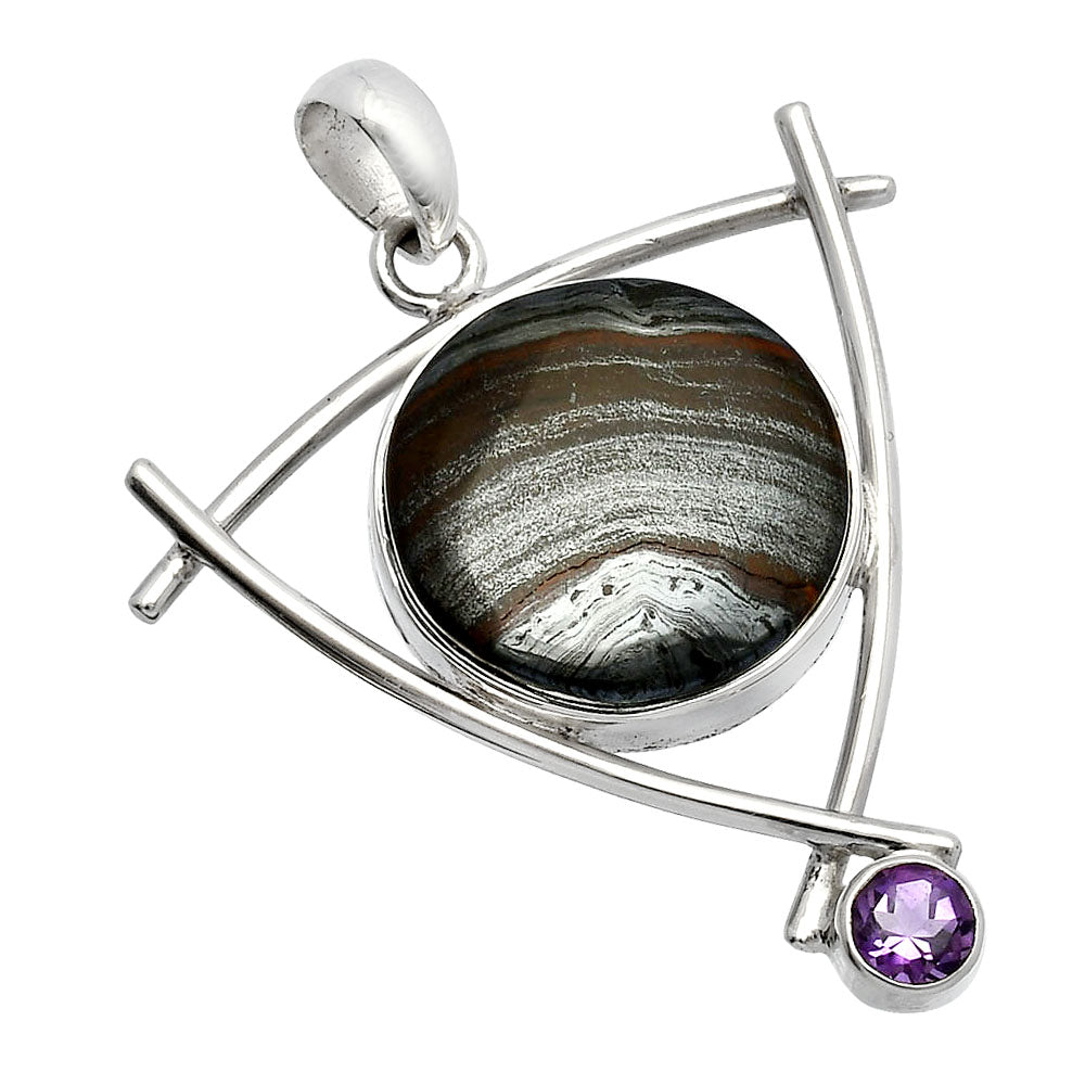 Natural Iron Tiger Eye & Amethyst Pendant P-1499 SDP146788