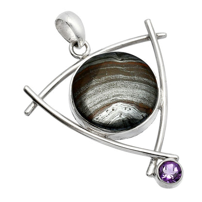 Natural Iron Tiger Eye & Amethyst Pendant P-1499 SDP146788