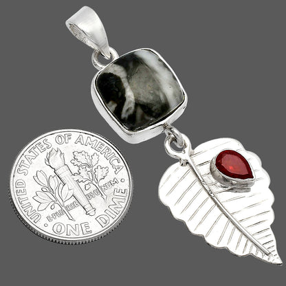 Mexican Cabbing Fossil & Garnet Pendant P-1539 SDP146793