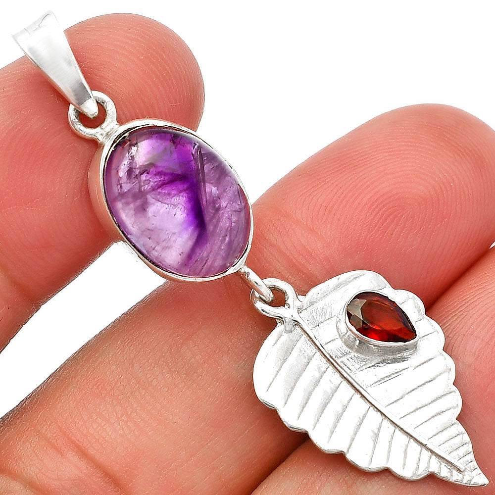 Super 23 Amethyst Mineral From Auralite & Garnet Pendant P-1539 SDP146810
