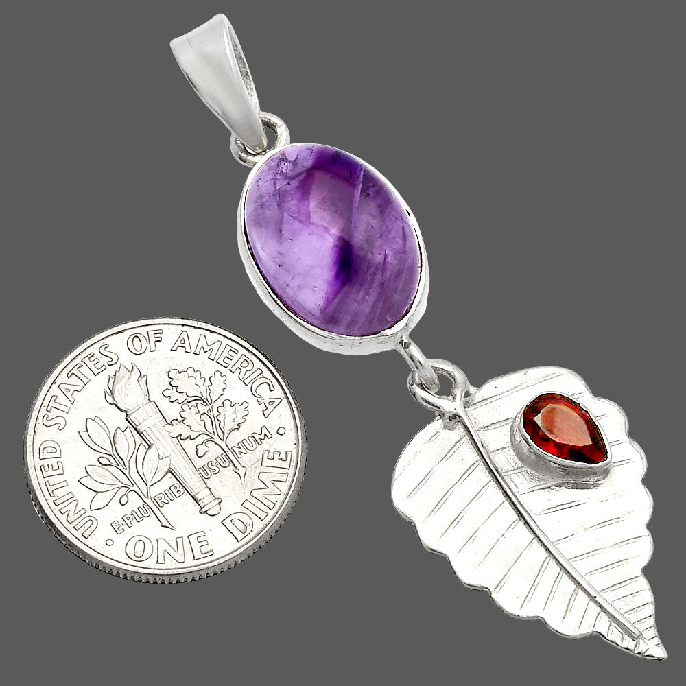 Super 23 Amethyst Mineral From Auralite & Garnet Pendant P-1539 SDP146810