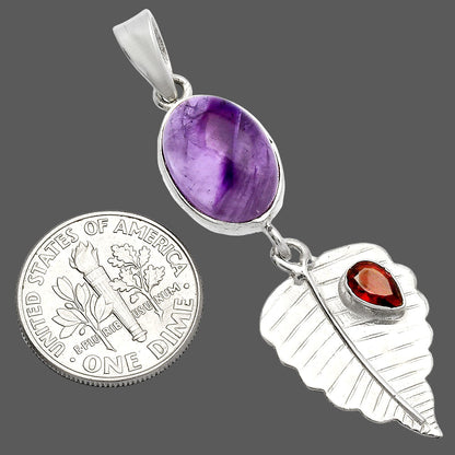 Super 23 Amethyst Mineral From Auralite & Garnet Pendant P-1539 SDP146810