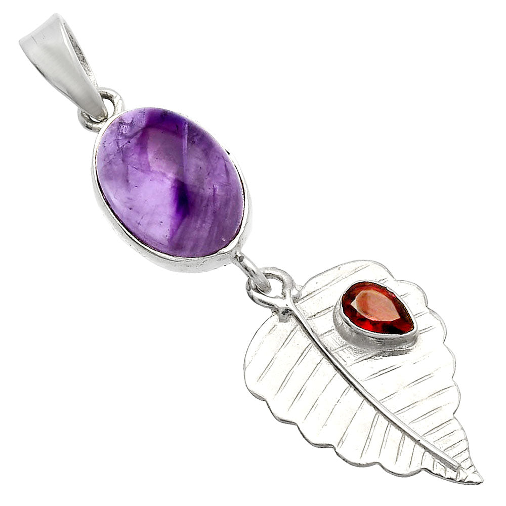 Super 23 Amethyst Mineral From Auralite & Garnet Pendant P-1539 SDP146810