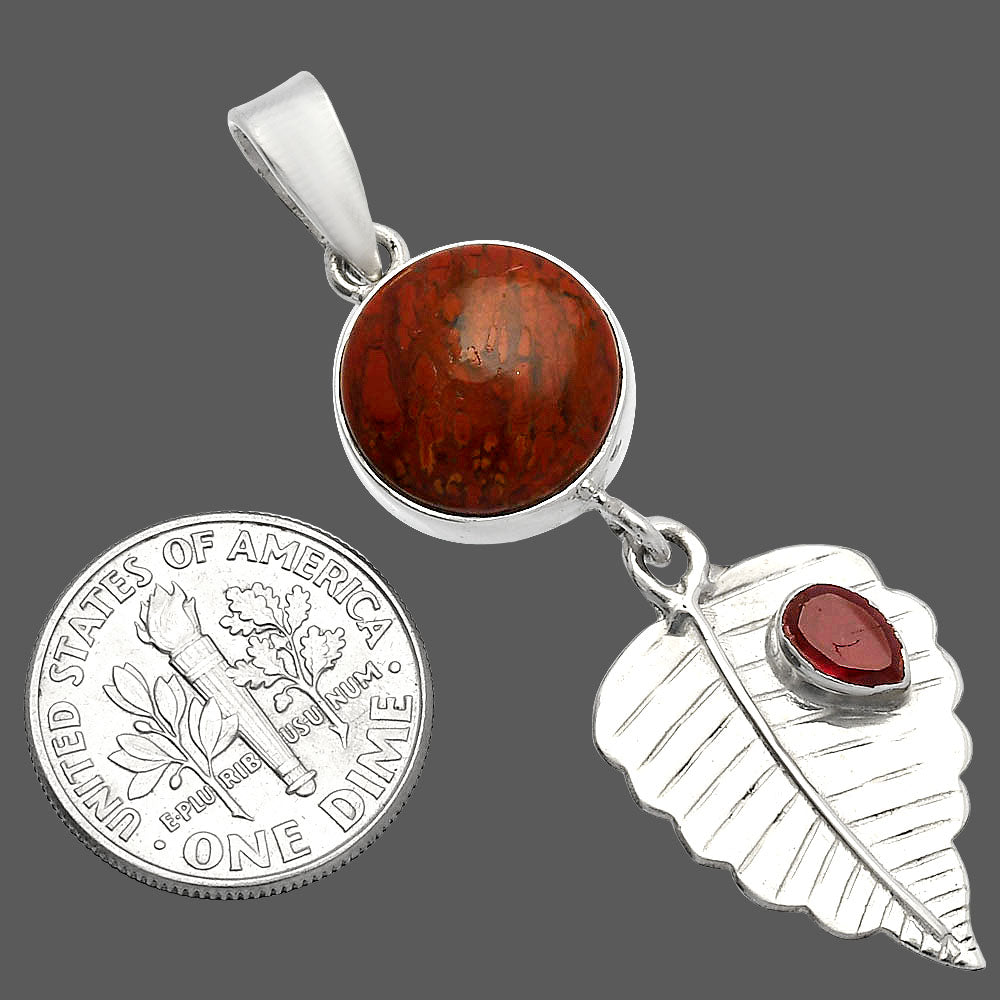 Natural Red Moss Agate & Garnet Pendant P-1539 SDP146812
