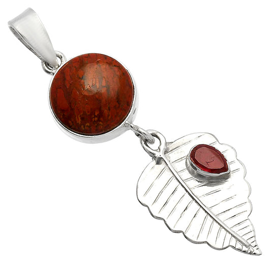 Natural Red Moss Agate & Garnet Pendant P-1539 SDP146812