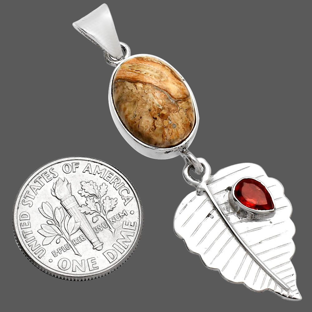 Natural Rock Calcy & Garnet Pendant P-1539 SDP146813