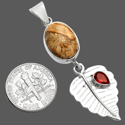 Natural Rock Calcy & Garnet Pendant P-1539 SDP146813