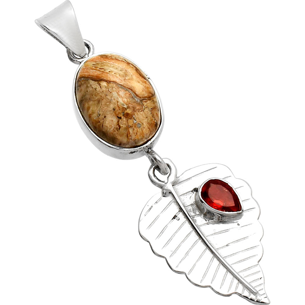 Natural Rock Calcy & Garnet Pendant P-1539 SDP146813