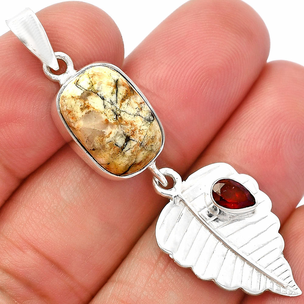 Authentic White Buffalo Turquoise Nevada & Garnet Pendant P-1539 SDP146816