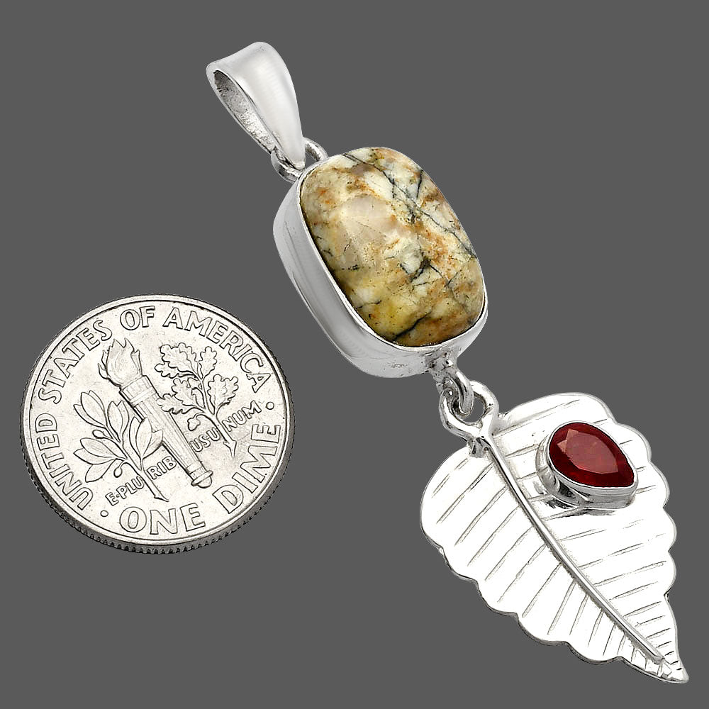 Authentic White Buffalo Turquoise Nevada & Garnet Pendant P-1539 SDP146816