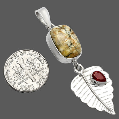 Authentic White Buffalo Turquoise Nevada & Garnet Pendant P-1539 SDP146816