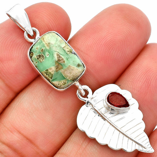 Natural Utah Variscite & Garnet Pendant P-1539 SDP146824