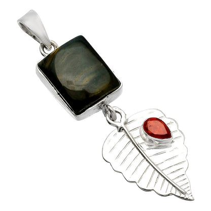 Natural Blue Tiger Eye & Garnet Pendant P-1539 SDP146835